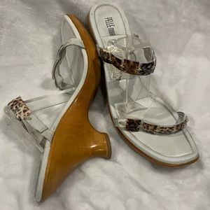 Pella Moda scoped heel platform white slip on with 2 straps - Size 13
